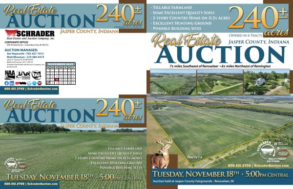 Sold: REAL ESTATE AUCTION - 240+/-ACRES OFFERED IN 6 TRACTS IN JASPER COUNTY, INDIANA - S CR 280 W, Remington, IN 47977 - Jasper County, Indiana