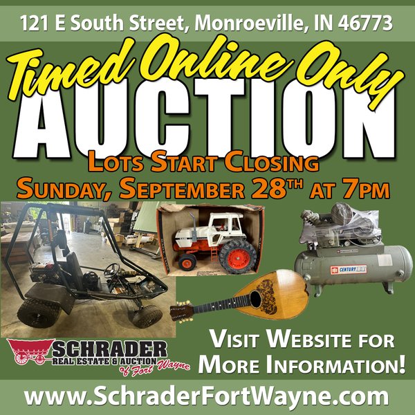 TIMED ONLINE ONLY PERSONAL PROPERTY AUCTION IN ALLEN COUNTY, INDIANA