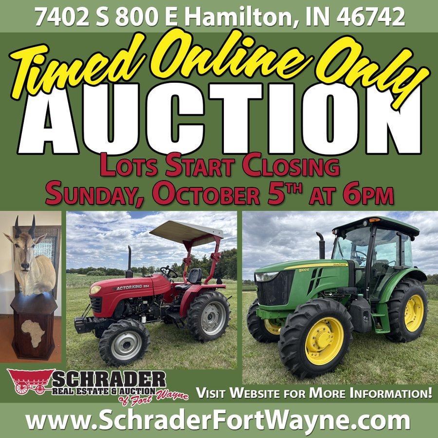 TIMED ONLINE ONLY PERSONAL PROPERTY AUCTION IN STEUBEN COUNTY, INDIANA