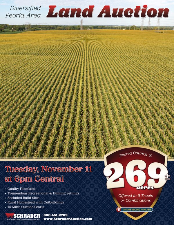 Sold: LAND AUCTION - 269+/- ACRES OFFERED IN 5 TRACTS IN PEORIA COUNTY, ILLINOIS - 1801 N Taylor Rd, Hanna City, IL 61536 - Peoria County, Illinois