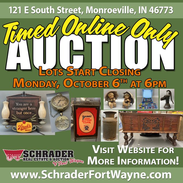 TIMED ONLINE ONLY PERSONAL PROPERTY AUCTION IN ALLEN COUNTY, INDIANA
