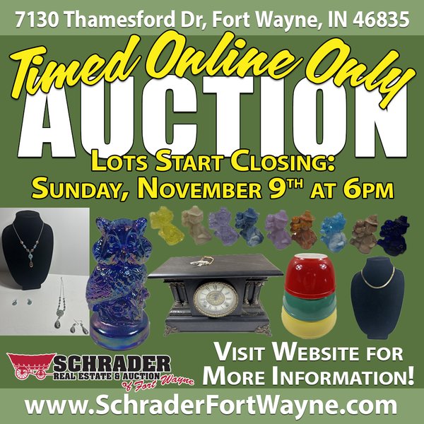 TIMED ONLINE ONLY PERSONAL PROPERTY AUCTION IN ALLEN COUNTY, INDIANA