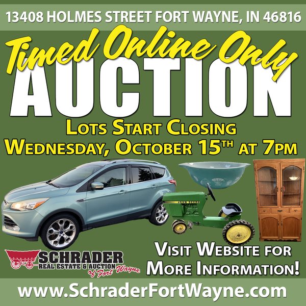 TIMED ONLINE ONLY PERSONAL PROPERTY AUCTION IN ALLEN COUNTY, INDIANA