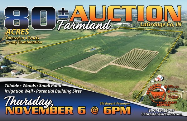 Sold: FARMLAND AUCTION - 80+/- ACRES OFFERED IN 4 TRACTS IN LAGRANGE COUNTY, INDIANA - E 200 N, LaGrange, IN 46761 - LaGrange County, Indiana