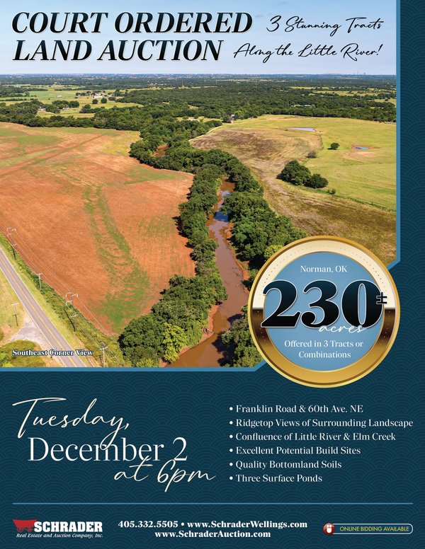 Sold: COURT ORDERED LAND AUCTION - 230+/- ACRES OFFERED IN 3 TRACTS IN NORMAN, OKLAHOMA - 6401 E Franklin Rd, Norman, OK 73026