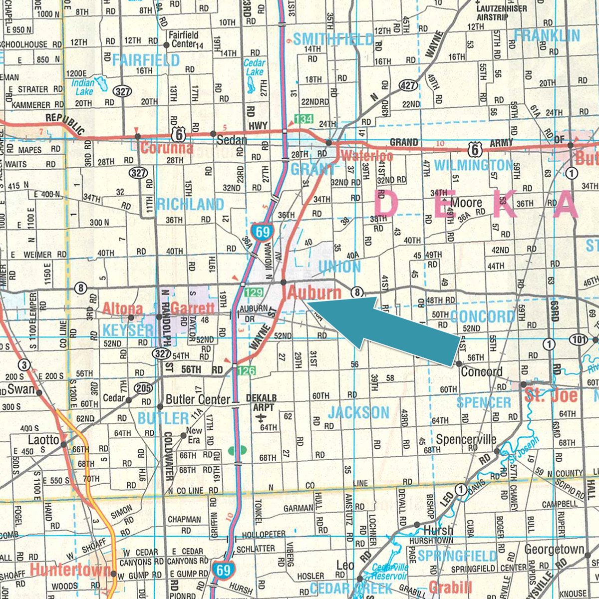 Area map - TIMED ONLINE ONLY PERSONAL PROPERTY AUCTION IN DEKALB COUNTY, INDIANA