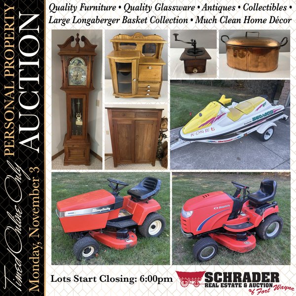 TIMED ONLINE ONLY PERSONAL PROPERTY AUCTION IN ALLEN COUNTY, INDIANA