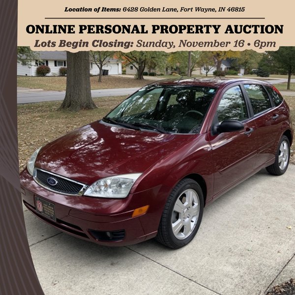 TIMED ONLINE ONLY PERSONAL PROPERTY AUCTION IN ALLEN COUNTY, INDIANA