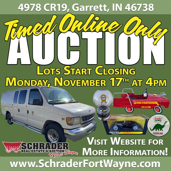 TIMED ONLINE ONLY PERSONAL PROPERTY AUCTION IN DEKALB COUNTY, INDIANA