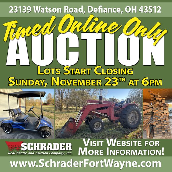 TIMED ONLINE ONLY PERSONAL PROPERTY AUCTION IN DEFIANCE COUNTY, OHIO