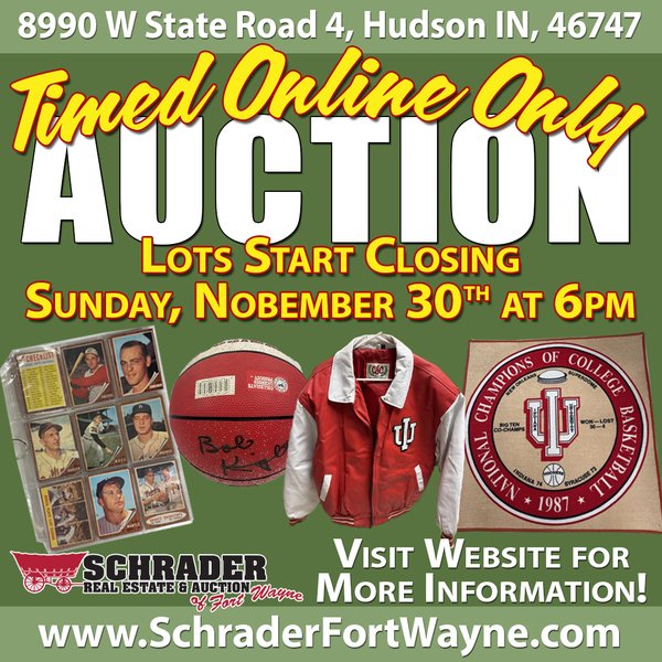 TIMED ONLINE ONLY PERSONAL PROPERTY AUCTION IN STEUBEN COUNTY, INDIANA
