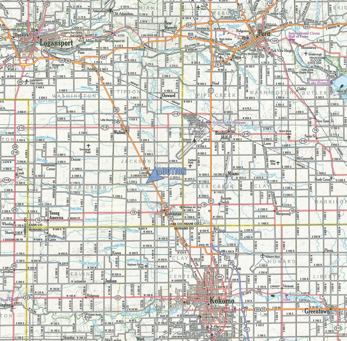 Area map - TIMED ONLINE ONLY FARM EQUIPMENT AUCTION IN CASS COUNTY, INDIANA