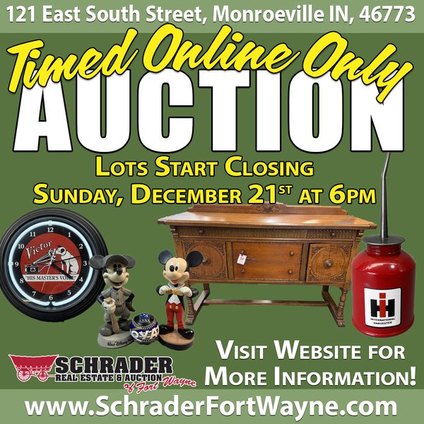 TIMED ONLINE ONLY PERSONAL PROPERTY AUCTION IN ALLEN COUNTY, INDIANA