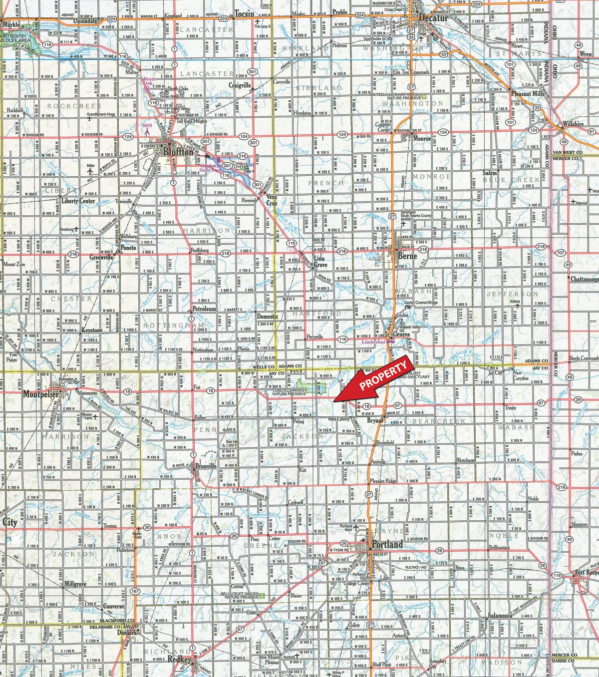 Area map - 13.4+/- ACRE WOODS FOR SALE IN JAY COUNTY, INDIANA