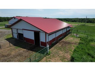 <B><font color=red>STILL ACCEPTING OFFERS</FONT></B>


Schrader Real Estate & Auction Co is pleased to present this unique real estate opportunity comprised of a beautiful custom-built home, scenic pond, large machine shed and barn, all sitting on 34+/- acres. Enjoy your morning coffee from the spacious kitchen or covered deck while seeing wildlife in the fields and pond. This setting offers both the enjoyment of relaxing by yourself or hosting large gatherings with friends and family in the finished basement or large outdoor patio with over 1,000 sq ft of outdoor finished space. Get ready to enjoy all the benefits of being in the country with both the machine shed that has a heated office or in the barn set up for your choice of any type of livestock. With the barn having concrete floor and fully insulated, this can easily be converted to a shop or storage. <br>
<li>	Built in 2021
<li>	Oversized 3-Car Garage
<li>	Custom made Cabinets and Vanities
<li>	Stainless steel appliances
<li>	Gas and Electric hookup for Stove and Dryer
<li>	Gas hookup for Living Room Fireplace
<li>	Sky lights in Master and Main bathroom
<li>	Finished Heated garage with floor drain and heavy duty wiring and receptacles 
<li>	Freestanding wood/coal Stove in living room (No electric needed)
<li>	Covered front porch, covered deck, and outdoor patio (partially covered)
<li>	Fruit/Root Cellar with Ample Shelving
<li>	Dual zone Upstairs/Downstairs energy efficient LP furnace
<li>	Whole house generator Hookup with Interlock System
<li>	R-24 sidewall/R-60 Ceiling dense pack insulation in House & Garage
<li>	Basement Spray Foamed (Walls and Box Sills)
<li>	All open windows are casement
<li>	Beautiful knotty pine ceilings on both Covered Deck and Porch
<li>	Maintenance-Free siding and decking
<li>	Cement Front porch and sidewalk to patio
<li>	Hookups for big screen in living room, Master bedroom, and Basement
<li>	120 ft drilled well 15 GPM that serves house, barn, shed, and garden
<li>	All underground wiring
<li>	Frost-free hydrant next to fertile mound garden
<li>	Small apple and pear orchard 
<li>	Landscape included trees and perennials for low maintenance 
<li>	Over 300 trees and shrubs in spacious yard 
<li>	Over 150 trees and shrubs under dripline
<li>	Approximately 0.75-acre pond 16 feet deep on far end with rock spillway
<li>	Entire driveway covered with blue rock
<li>	Frostless faucets on three sides of house
<li>	Outside receptacles on all four sides of house (eight total)
<li>	Small porch off laundry room with maintenance free decking
<li>	Battery backup sump pump that very rarely turns on
<li>	All high tensile woven wire fencing with six separated pasture and paddocks - REAL ESTATE FOR SALE 34+/- ACRES IN MARATHON COUNTY, WISCONSIN