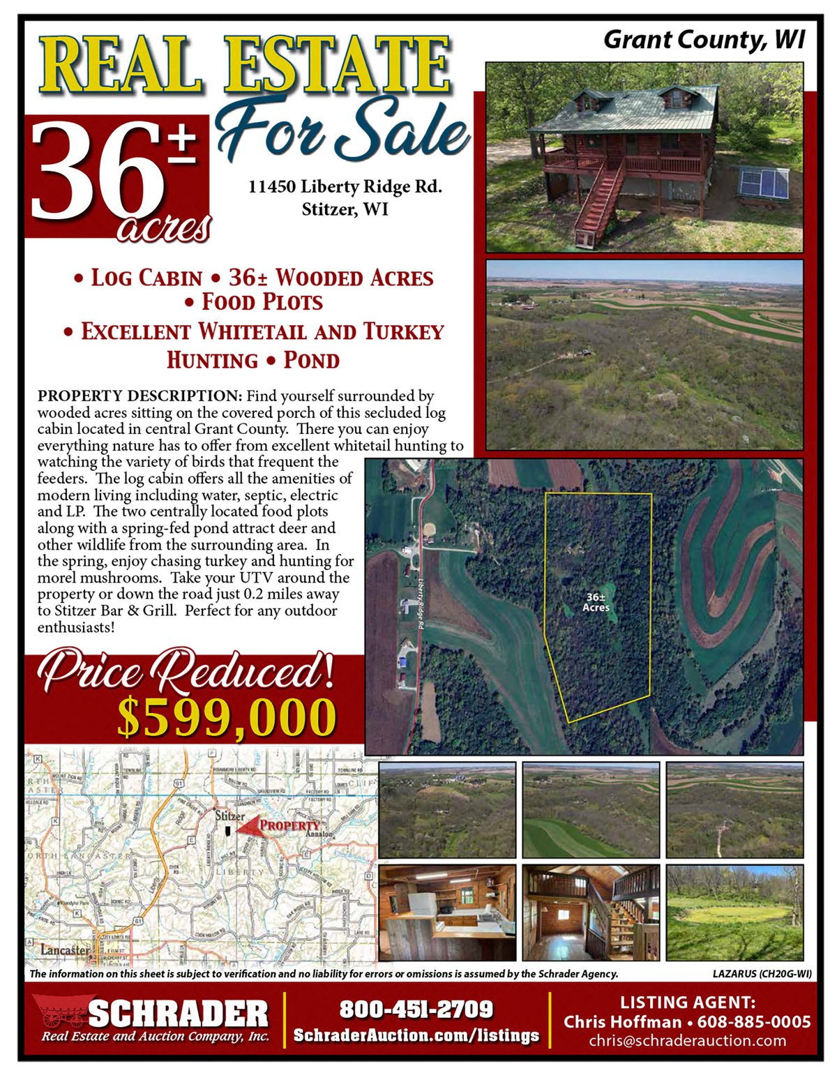 Listing brochure cover - REAL ESTATE FOR SALE - 36+/- ACRES IN GRANT COUNTY WISCONSIN