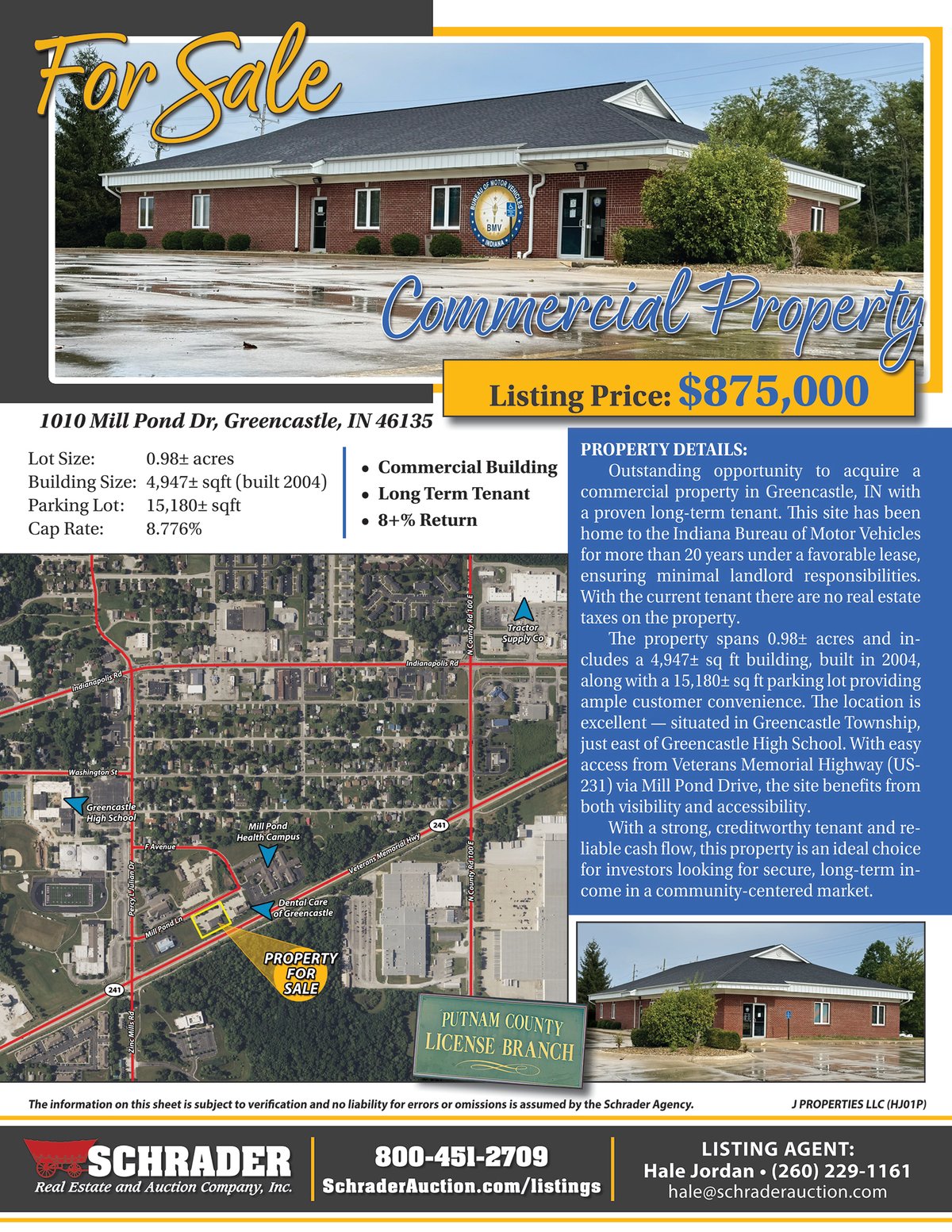Listing brochure cover - COMMERCIAL REAL ESTATE FOR SALE - .98+/-ACRES IN PUTNAM COUNTY, INDIANA