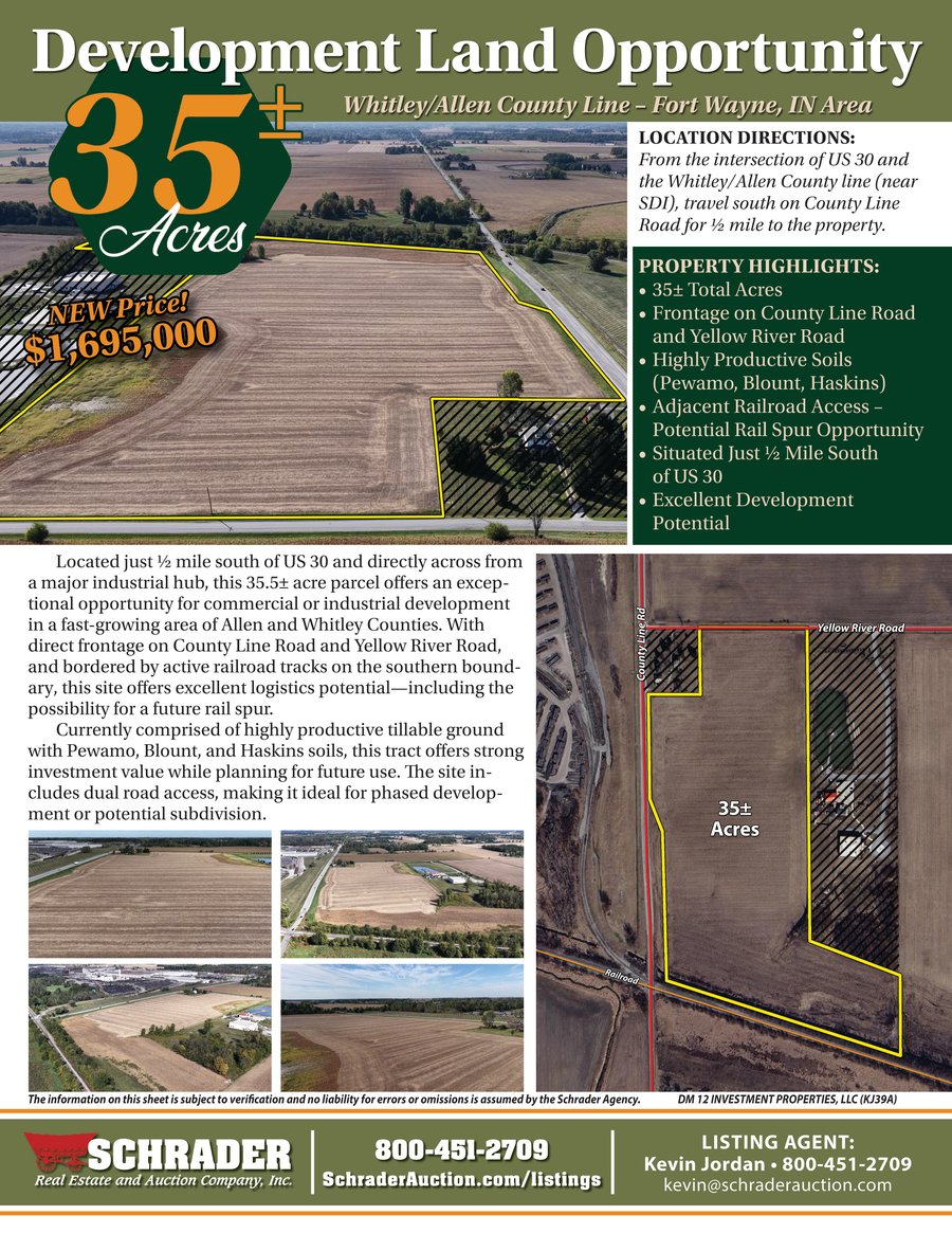 For sale: LAND FOR SALE IN ALLEN COUNTY, INDIANA - W County Line Rd, Fort Wayne, IN - Allen County, Indiana