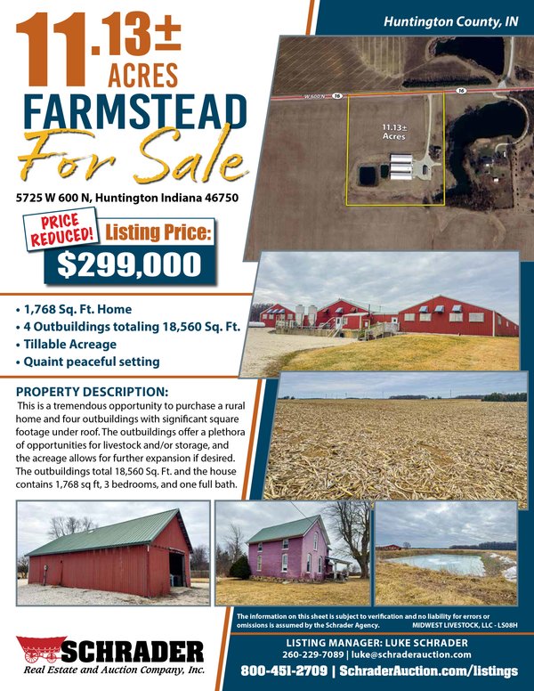 Listing brochure cover - REAL ESTATE FOR SALE 11.13+/- ACRES IN HUNTINGTON COUNTY, INDIANA