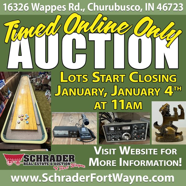 TIMED ONLINE ONLY PERSONAL PROPERTY AUCTION IN ALLEN COUNTY, INDIANA
