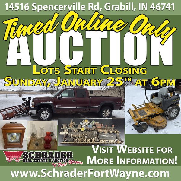 TIMED ONLINE ONLY PERSONAL PROPERTY AUCTION IN ALLEN COUNTY, INDIANA