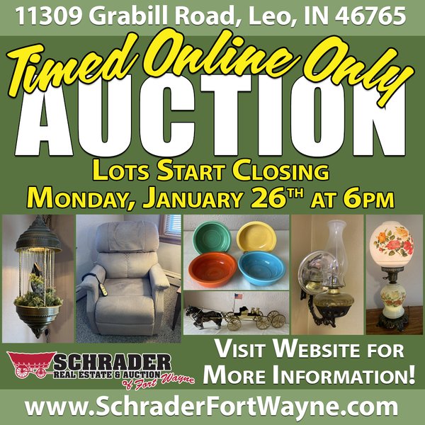 TIMED ONLINE ONLY PERSONAL PROPERTY AUCTION IN ALLEN COUNTY, INDIANA