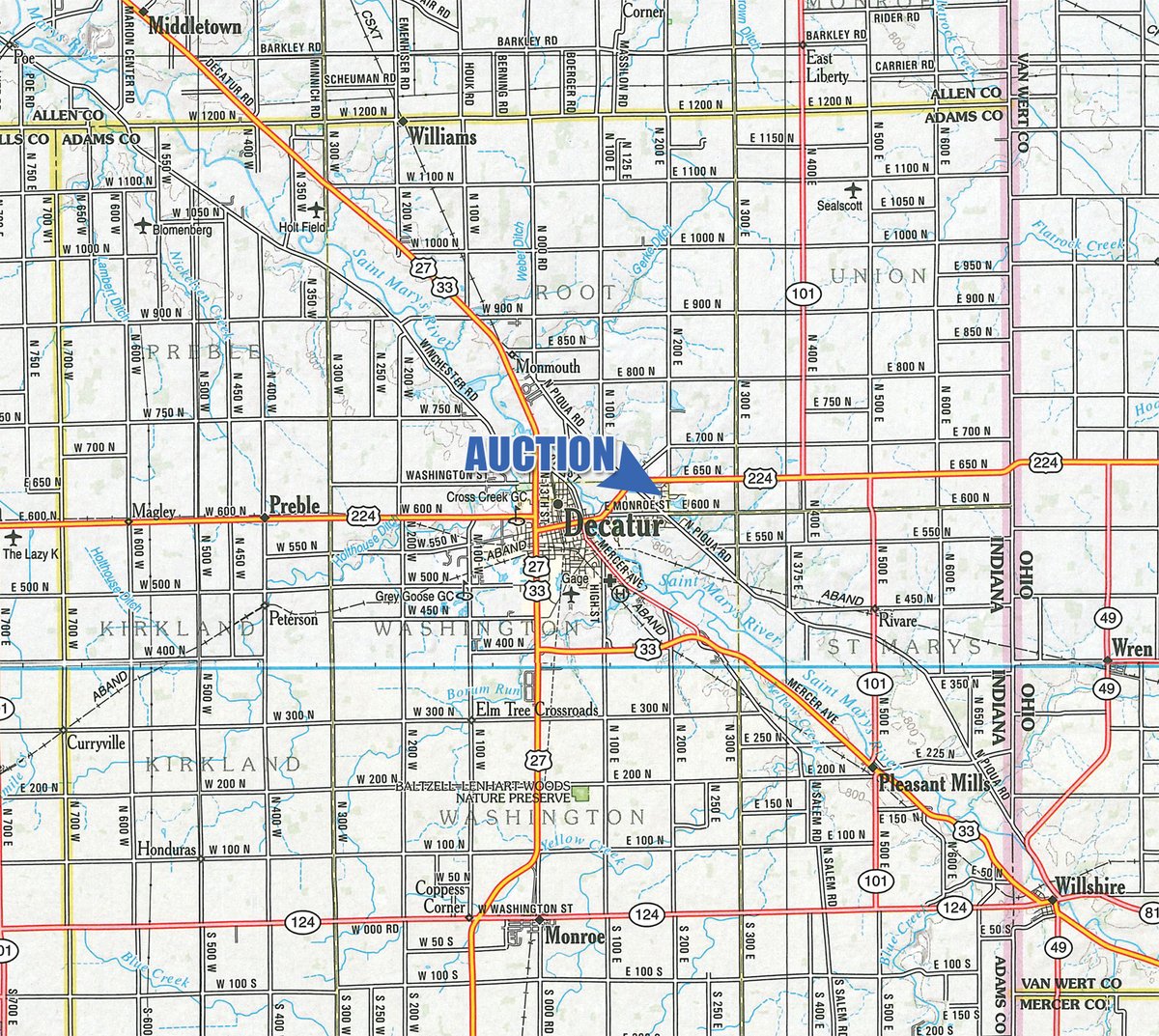 Area map - TIMED ONLINE ONLY PERSONAL PROPERTY AUCTION IN ADAMS COUNTY, INDIANA