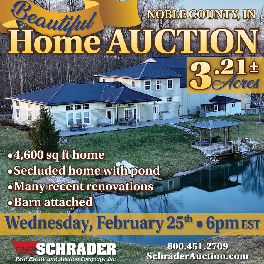 REAL ESTATE AUCTION - 3.21+/-ACRES OFFERED IN 1 TRACT IN NOBLE COUNTY, INDIANA