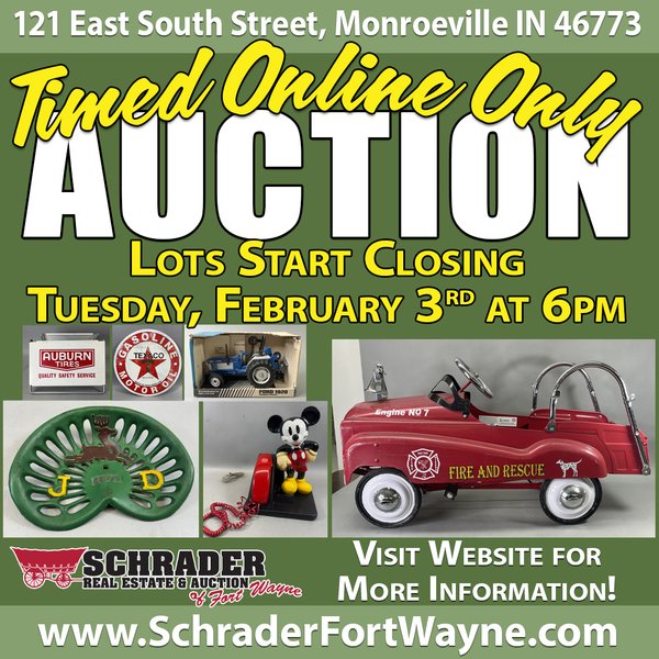 TIMED ONLINE ONLY PERSONAL PROPERTY AUCTION IN ALLEN COUNTY, INDIANA