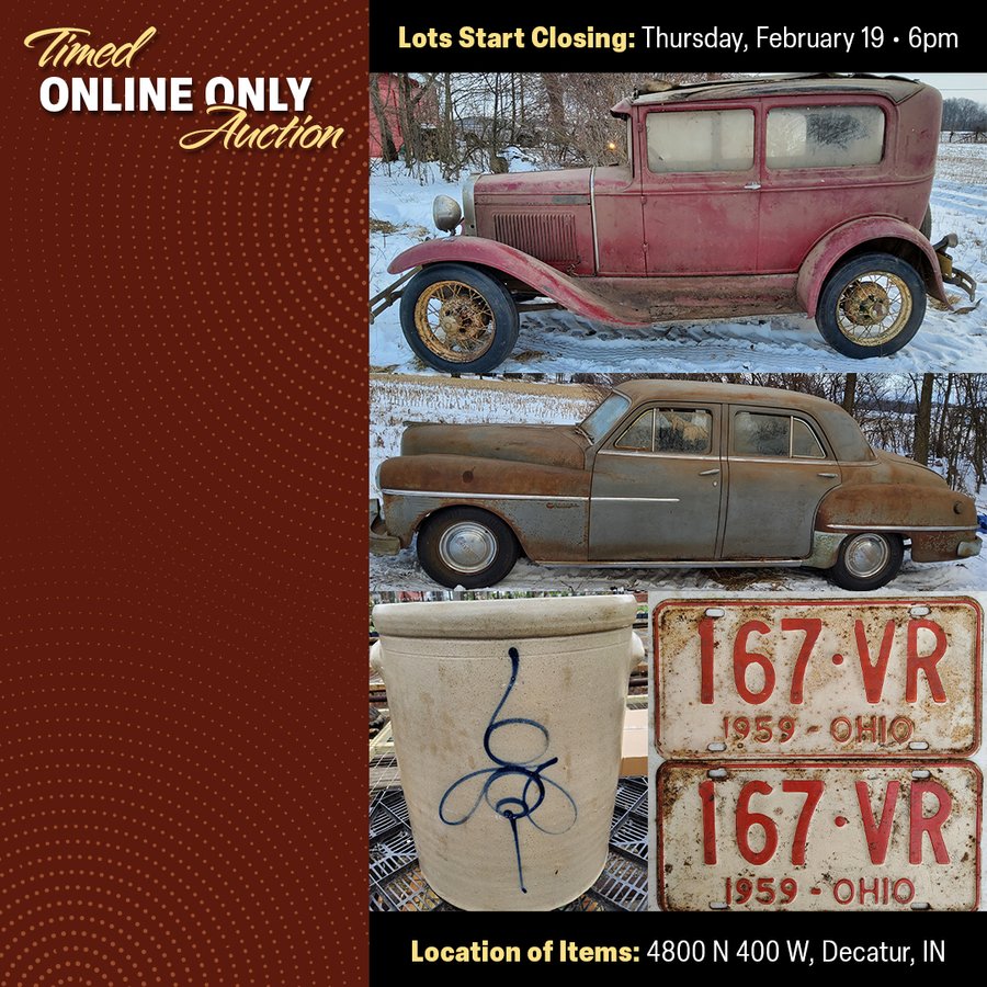 TIMED ONLINE ONLY PERSONAL PROPERTY AUCTION IN ADAMS COUNTY, INDIANA