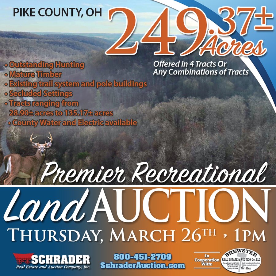 PREMIER RECREATIONAL LAND AUCTION - 249.37+/-ACRES OFFERED IN 4 TRACTS IN PIKE COUNTY, OHIO