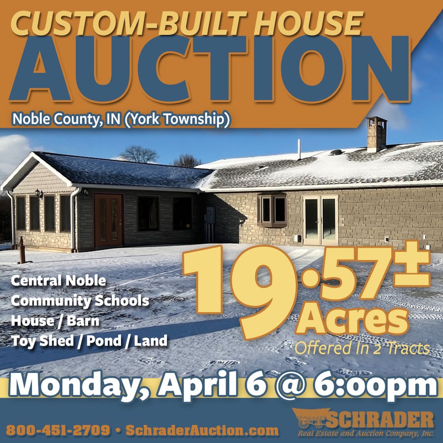 REAL ESTATE AUCTION - 19.57+/-ACRES OFFERED IN 2 TRACTS IN NOBLE COUNTY, INDIANA
