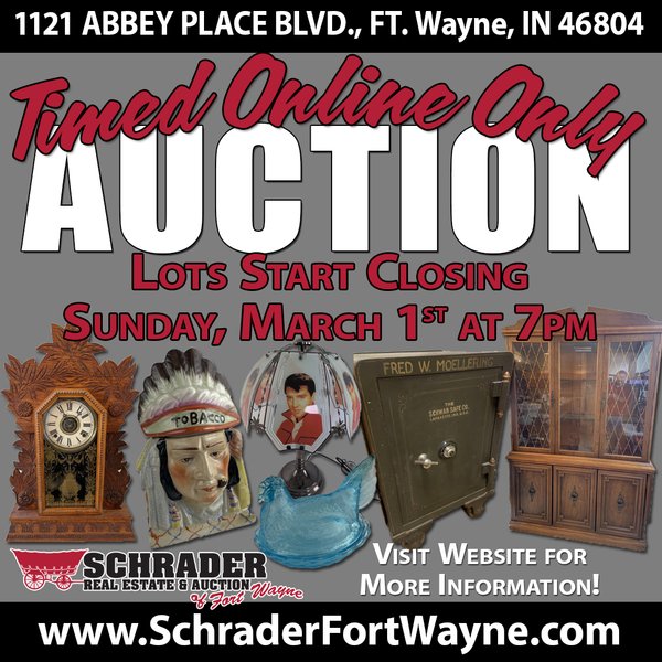 TIMED ONLINE ONLY PERSONAL PROPERTY AUCTION IN ALLEN COUNTY, INDIANA