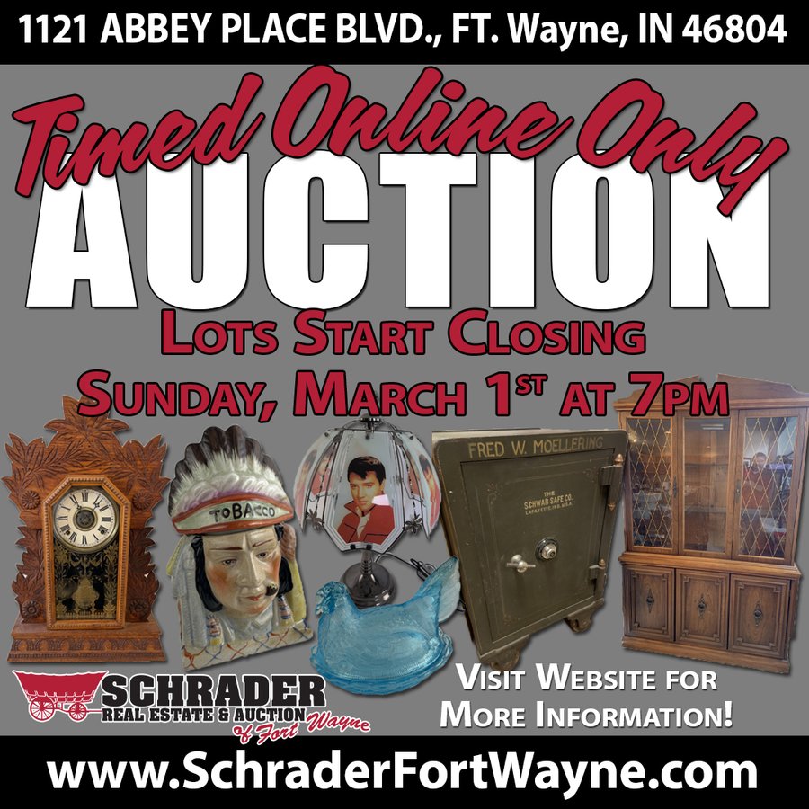 TIMED ONLINE ONLY PERSONAL PROPERTY AUCTION IN ALLEN COUNTY, INDIANA