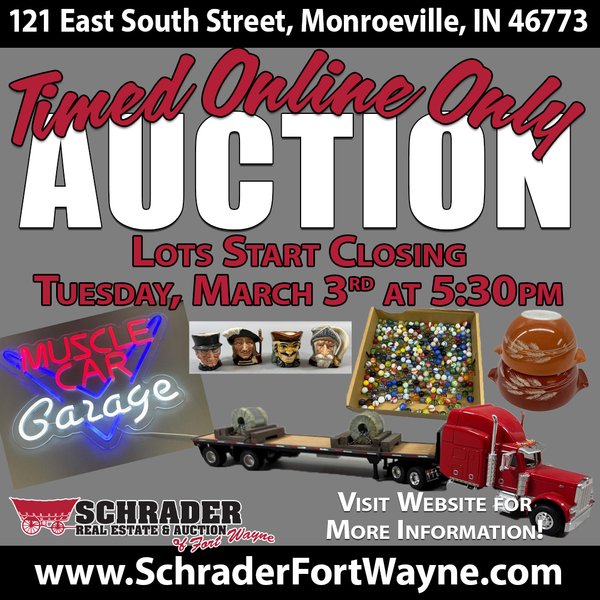 TIMED ONLINE ONLY PERSONAL PROPERTY AUCTION IN ALLEN COUNTY, INDIANA