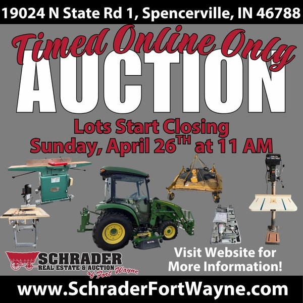 TIMED ONLINE ONLY PERSONAL PROPERTY AUCTION IN ALLEN COUNTY, INDIANA