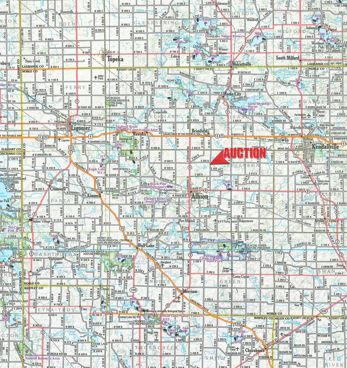 Area map - TIMED ONLINE ONLY PERSONAL PROPERTY AUCTION IN NOBLE COUNTY, INDIANA