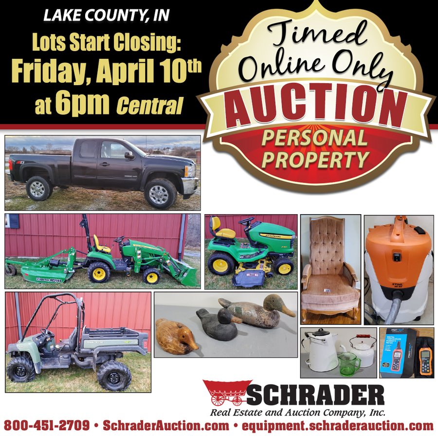 TIMED ONLINE ONLY PERSONAL PROPERTY AUCTION IN LAKE COUNTY, INDIANA