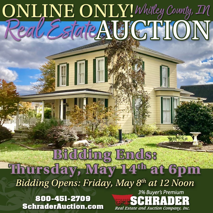 TIMED ONLINE ONLY REAL ESTATE AUCTION IN WHITLEY COUNTY, INDIANA