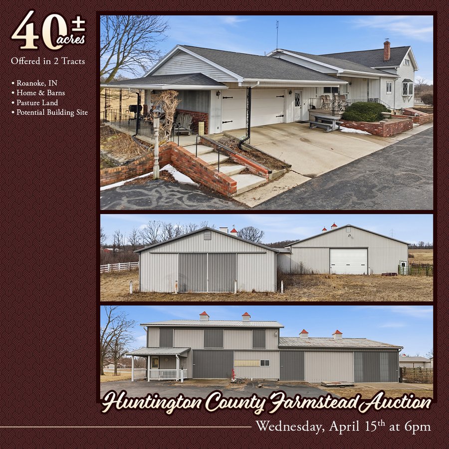 REAL ESTATE AUCTION - 40+/-ACRES OFFERED IN 2 TRACTS IN HUNTINGTON COUNTY, INDIANA
