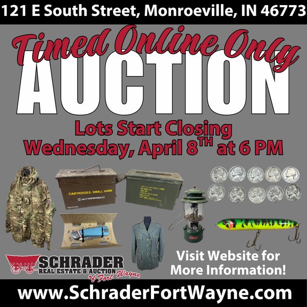 TIMED ONLINE ONLY PERSONAL PROPERTY AUCTION IN ALLEN COUNTY, INDIANA