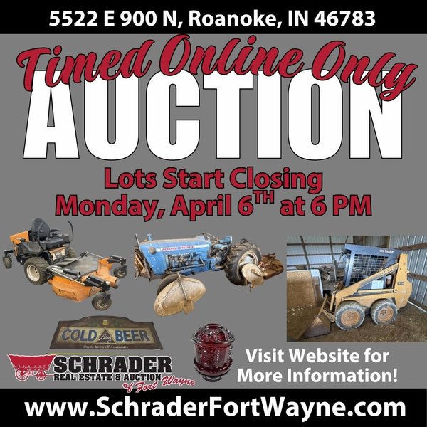 TIMED ONLINE ONLY PERSONAL PROPER AUCTION IN HUNTINGTON COUNTY, INDIANA