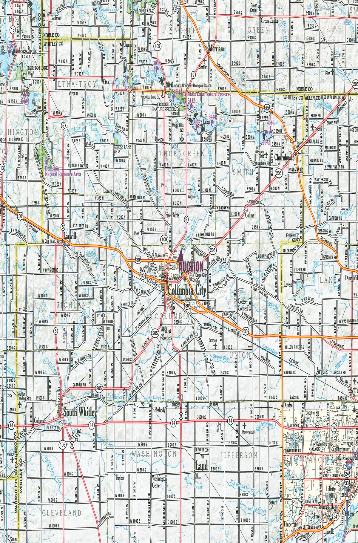 Area map - TIMED ONLINE ONLY REAL ESTATE AUCTION - 1.1+/-ACRE OFFERED IN 1 TRACT IN WHITLEY COUNTY, INDIANA