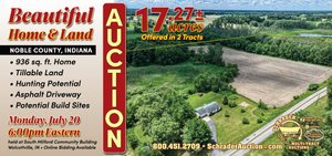 Sold: REAL ESTATE AUCTION - 17.27+/-ACRES OFFERED IN 2 TRACTS IN NOBLE COUNTY, INDIANA - 7550 Leighty Rd, Kendallville, IN, 46755 - Noble County, Indiana