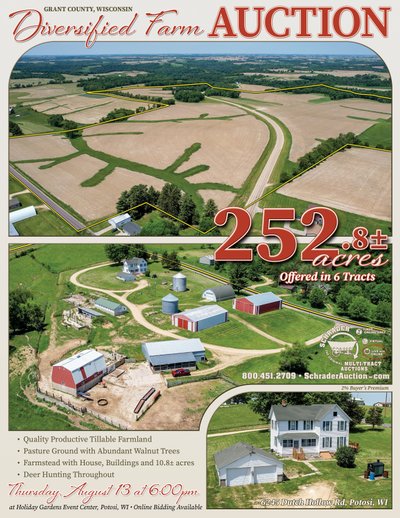REAL ESTATE AUCTION - 252.8+/-ACRES OFFERED IN 6 TRACTS IN GRANT COUNTY, WISCONSIN
