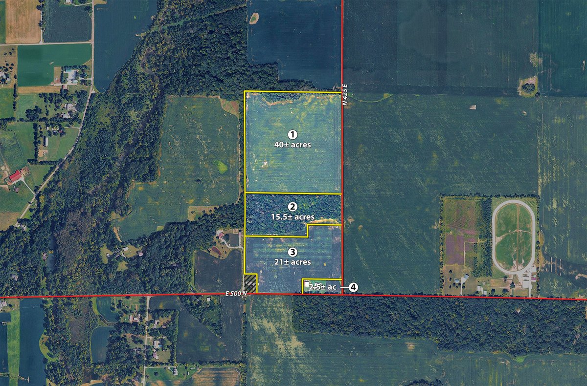 Tract map - LAND AUCTION - 79+/-ACRES OFFERED IN 4 TRACTS IN MADISON COUNTY, INDIANA