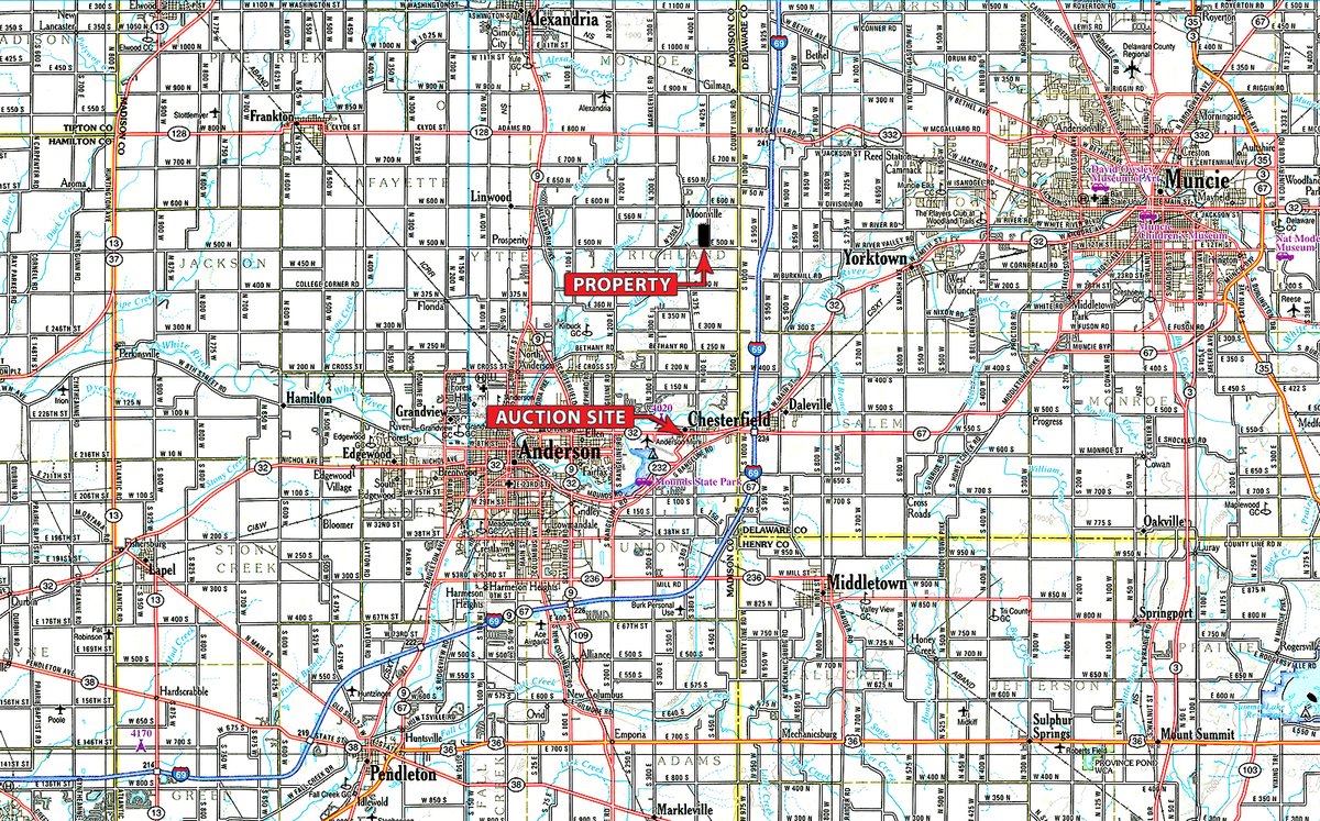 Area map - LAND AUCTION - 79+/-ACRES OFFERED IN 4 TRACTS IN MADISON COUNTY, INDIANA