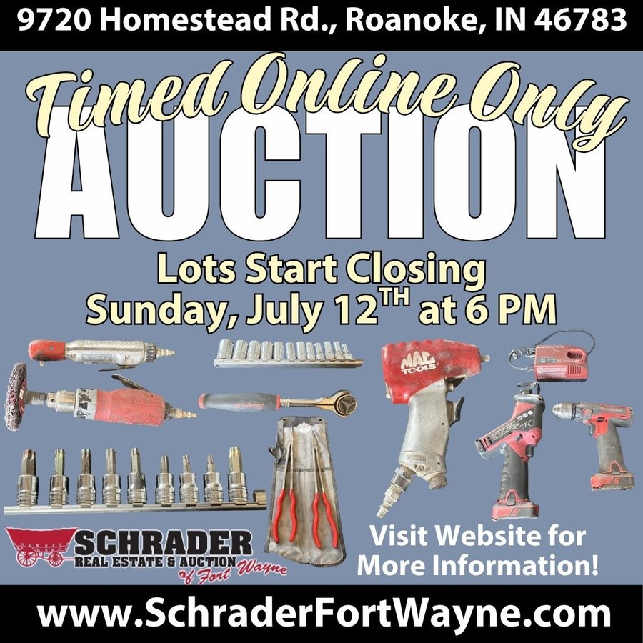 TIMED ONLINE ONLY PERSONAL PROPERTY AUCTION IN ALLEN COUNTY, INDIANA