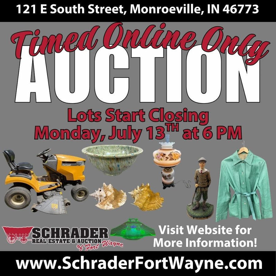 TIMED ONLINE ONLY PERSONAL PROPERTY AUCTION IN ALLEN COUNTY, INDIANA
