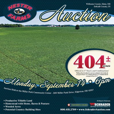 404 Acres Sell for $5.69 Million in Williams County, Ohio Land Auction